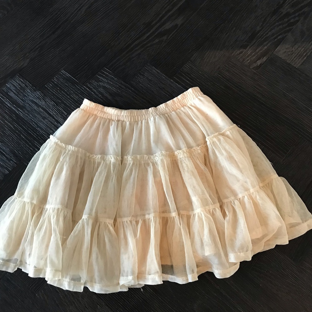 Girls Cream Penny Candy Tulle Layer Skirt